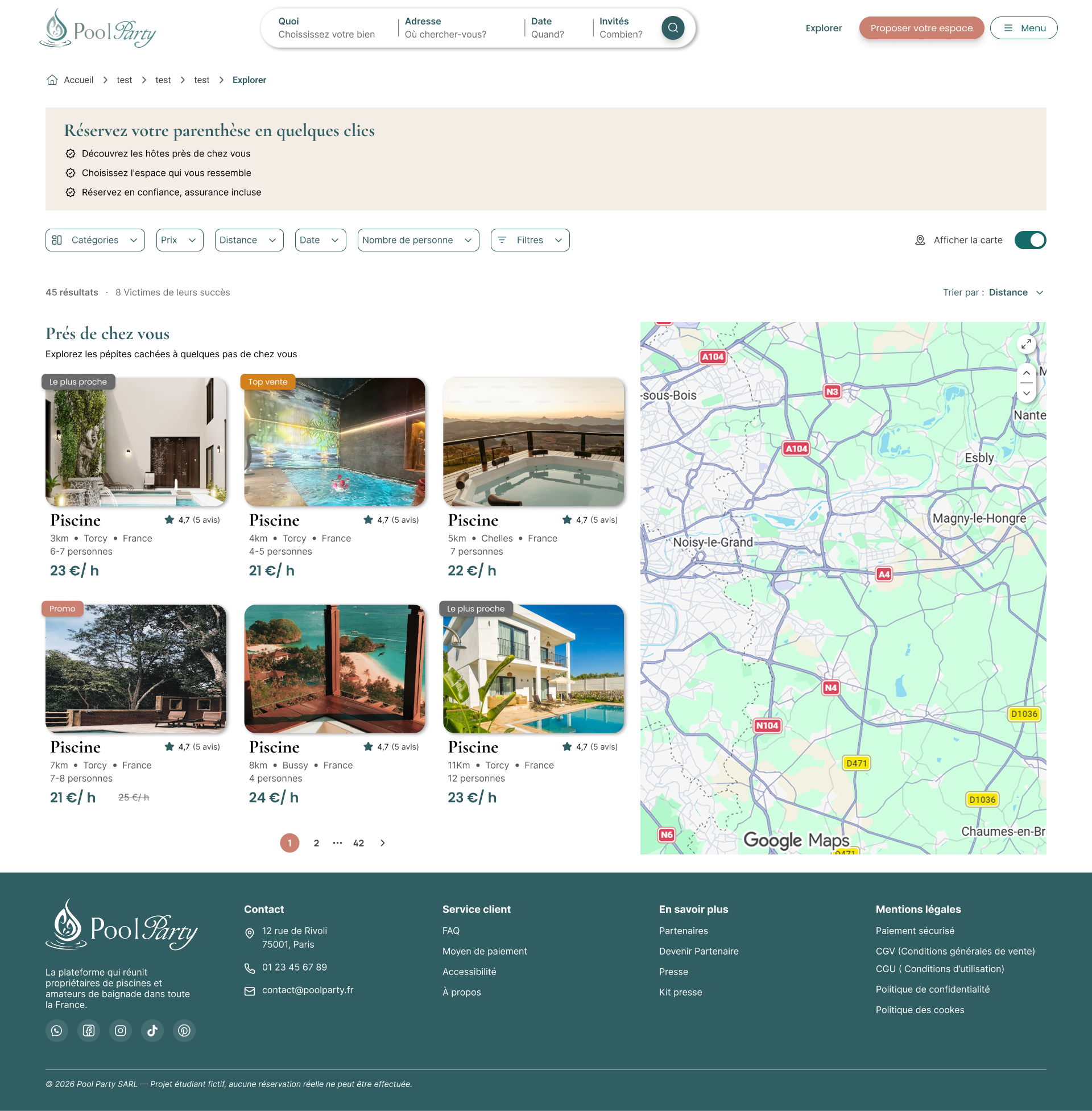 Page produit avec carte