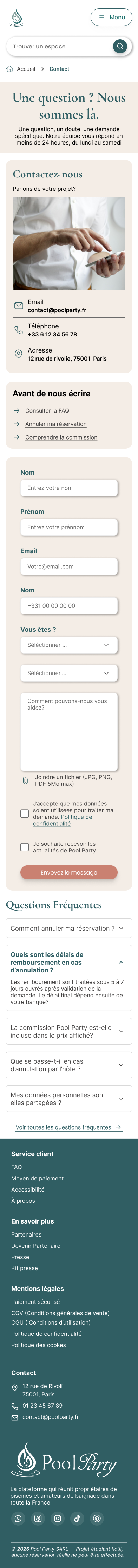 Page contact — mobile